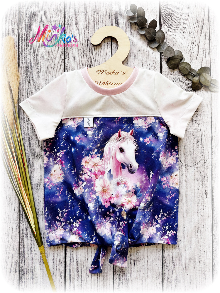 Knotenshirt "Blumenpferd" Gr. 122