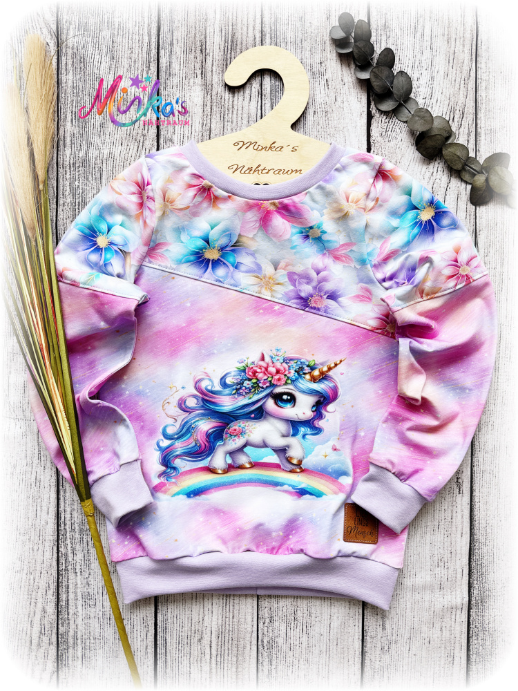 Pullover Regenbogen Einhorn Gr. 128
