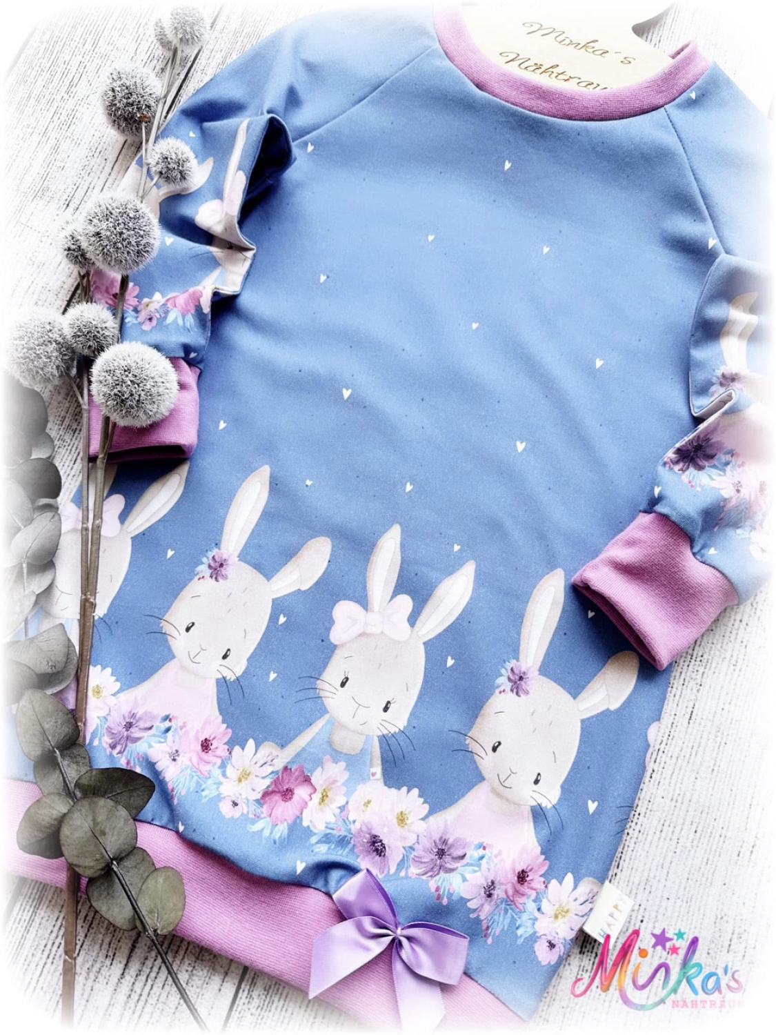 Longpullover Hasenbordüre Gr. 104