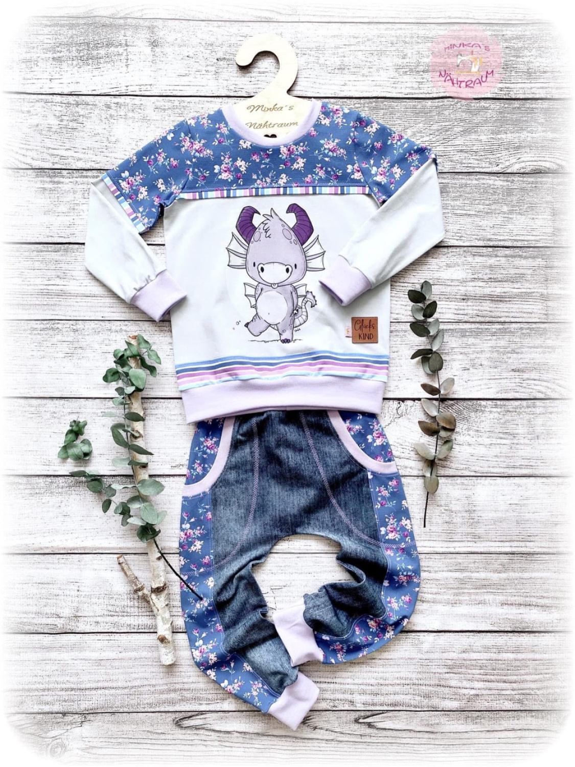 Set Blümchen Drache Gr. 110