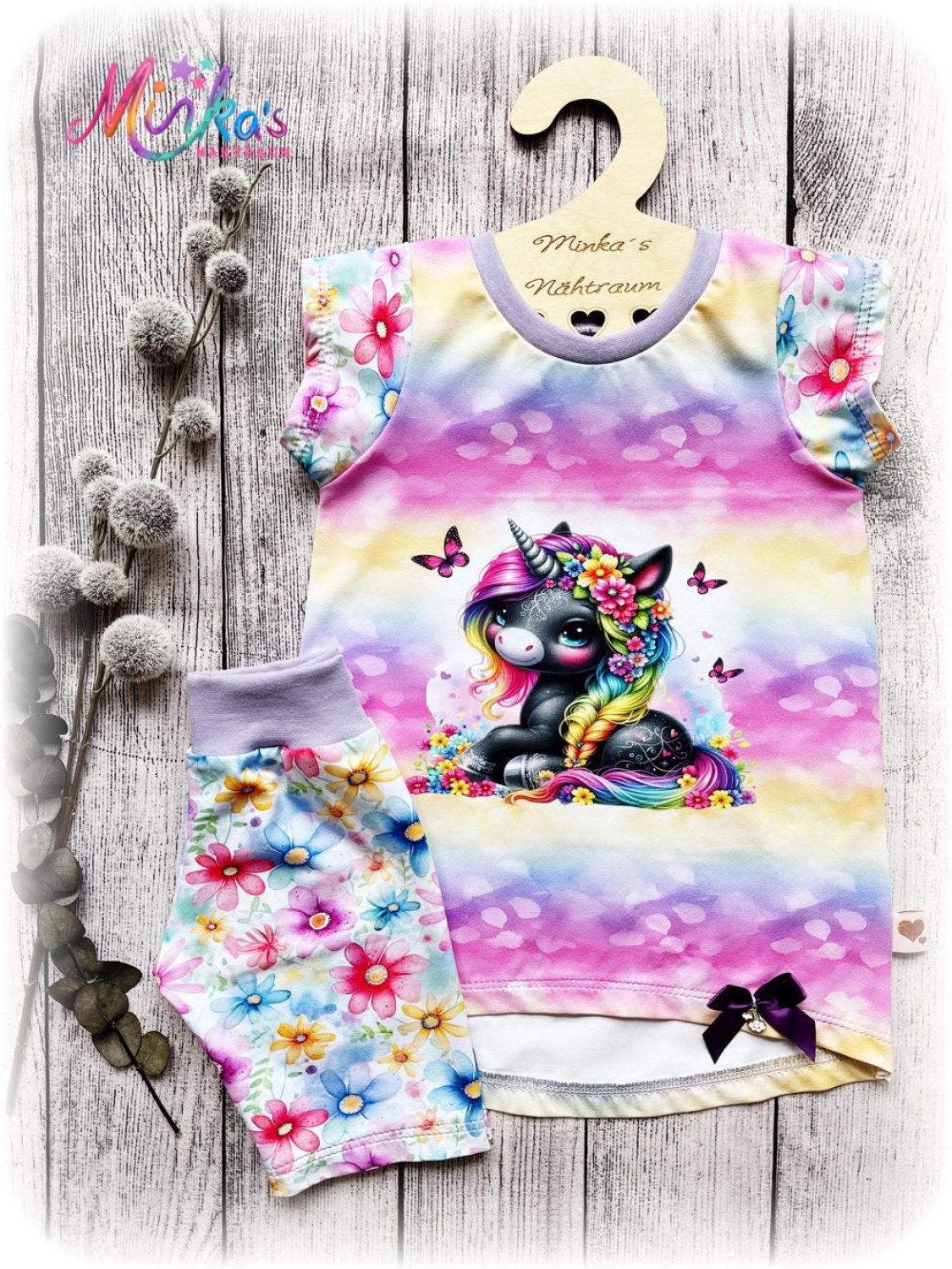 Sommer Set Black Unicorn Gr. 128