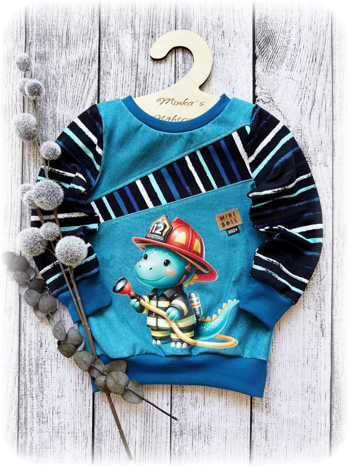 Pullover kleiner Feuerwehrdrache Gr. 98